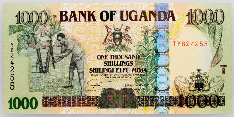 Uganda 1000 Shillings 2005

P# 43a, N# 207262; # TY824255; UNC