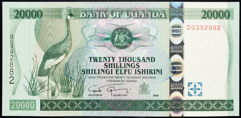 Uganda 20000 Shillings 2008

P# 46c, N# 224187; # DG392882; AUNC