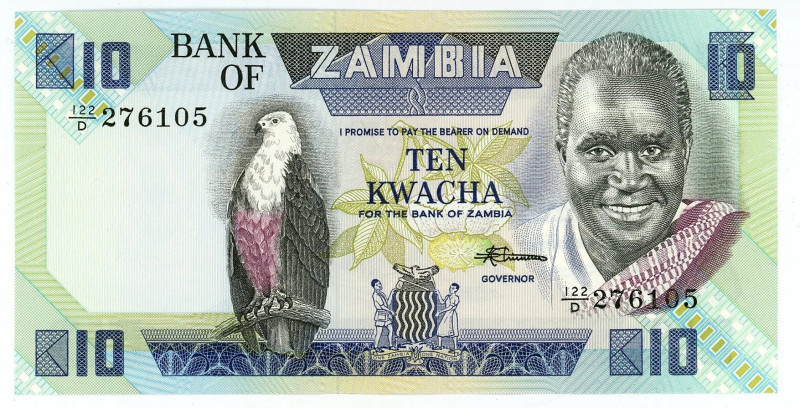 Zambia 10 Kwacha 1980 - 1988 (ND)

P# 26e, N# 208234; # 122 / D 276105; UNC