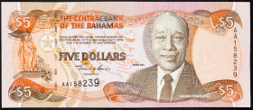 Bahamas 5 Dollars 2001

P# 63b, N# 224917; # AA158239; UNC
