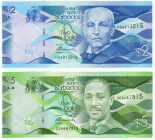 Barbados 2 - 5 Dollars 2013

P# 73a, 74a, AUNC-UNC