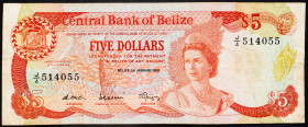 Belize 5 Dollars 1987

P# 47a, N# 276383; # J/4 514055; VG