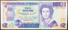 Belize 2 Dollars 1990

P# 52a, N# 205515; # AA117614; AUNC