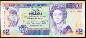 Belize 2 Dollars 1991

P# 52b, N# 205515; # AB340680; AUNC