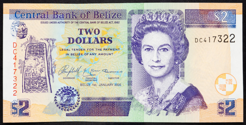 Belize 2 Dollars 2005

P# 66b, N# 228840; # DC417322; UNC