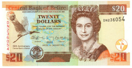 Belize 20 Dollars 2012 "30th Anniversary of the Central Bank of Belize"

P# 72a, N# 218669; # DN236054; UNC