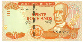 Bolivia 20 Bolivianos 2015 (ND)

P# 244, N# 234884; # J 042604157; UNC