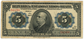 Brazil 5000 Reis 1913 (ND)

P# 24a, N# 219026; # 93A 50190; VF