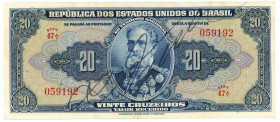 Brazil 20 Cruzeiros 1943 (ND)

P# 136a, N# 203928; # 059192 47A; XF+