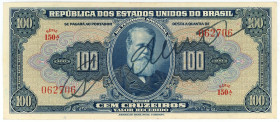 Brazil 100 Cruzeiros 1943 (ND)

P# 138a, N# 205581; # 062706 150A; XF+