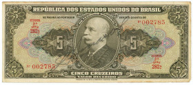 Brazil 5 Cruzeiros 1950 (ND)

P# 142a, N# 216763; # 2A 002785 282A; VF