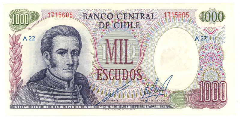 Chile 1000 Escudos 1973 - 1975 (ND)

P# 146, N# 224943; # A 22 1715605; UNC