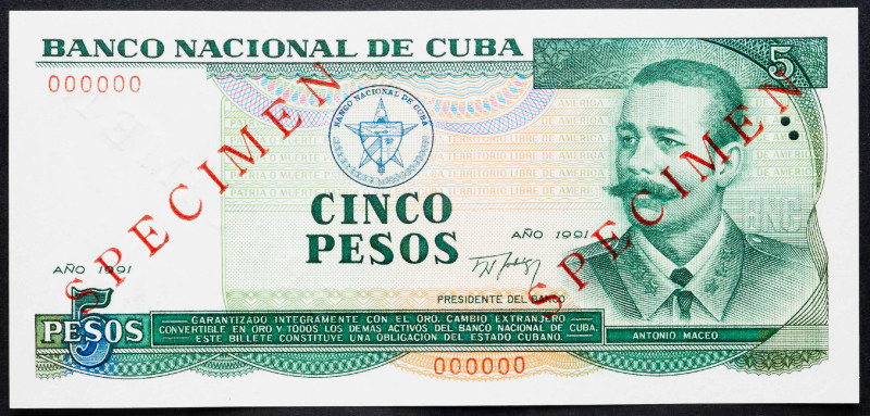 Cuba 5 Pesos 1991 Specimen

P# 108s, N# 205102; # 000000; UNC