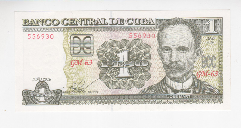 Cuba 1 Peso 2016

P# 128g, N# 207017; # GM-63 556930; UNC