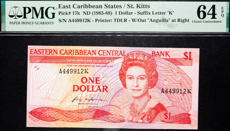 East Caribbean States 1 Dollar 1985 - 1988 (ND) PMG 64EPQ Chice UNC

P# 17, N#...