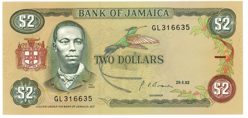 Jamaica 2 Dollars 1992

P# 69d, N# 204278; # GL 316635; UNC