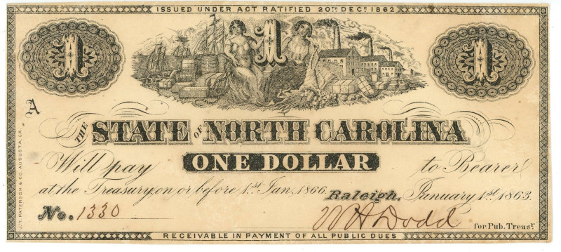 United States North Carolina 1 Dollar 1866

N# 362729; # 1330; UNC