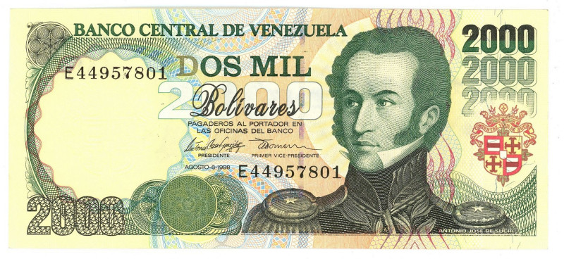 Venezuela 2000 Bolivares 1998

P# 77c, N# 209930; # E 44957801; UNC