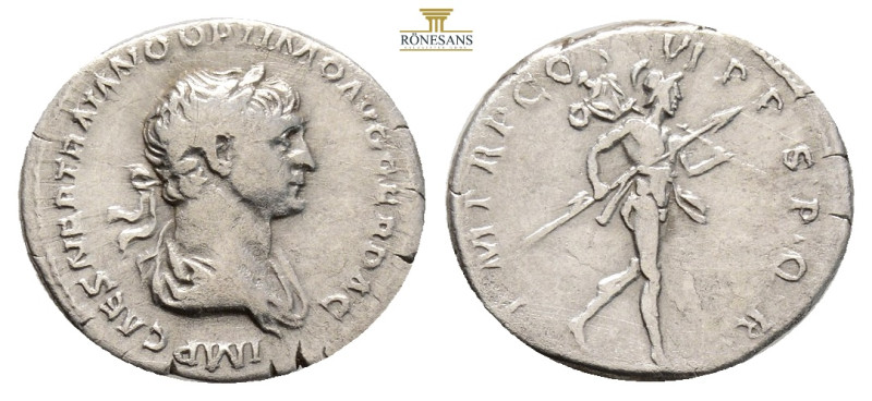 TRAJAN. 114-117 AD. AR Denarius (3,09 g; 20,4 mm) 
Obv. IMP CAES NER TRAIANO OPT...