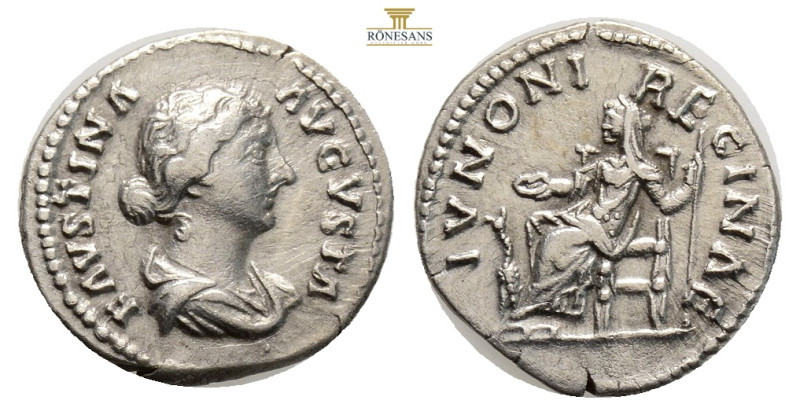 FAUSTINA II. 147-175 AD. AR Denarius (3,34 g; 19 mm) 
Obv. FAVSTINA AVGVSTA. Bar...