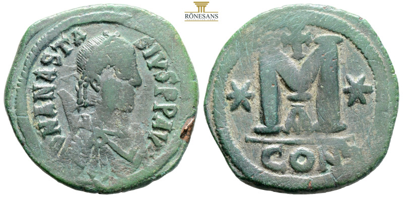 Anastasius I (AD 491-518). Æ follis (35,5 mm, 18,7 g). Constantinople, 512-517. ...