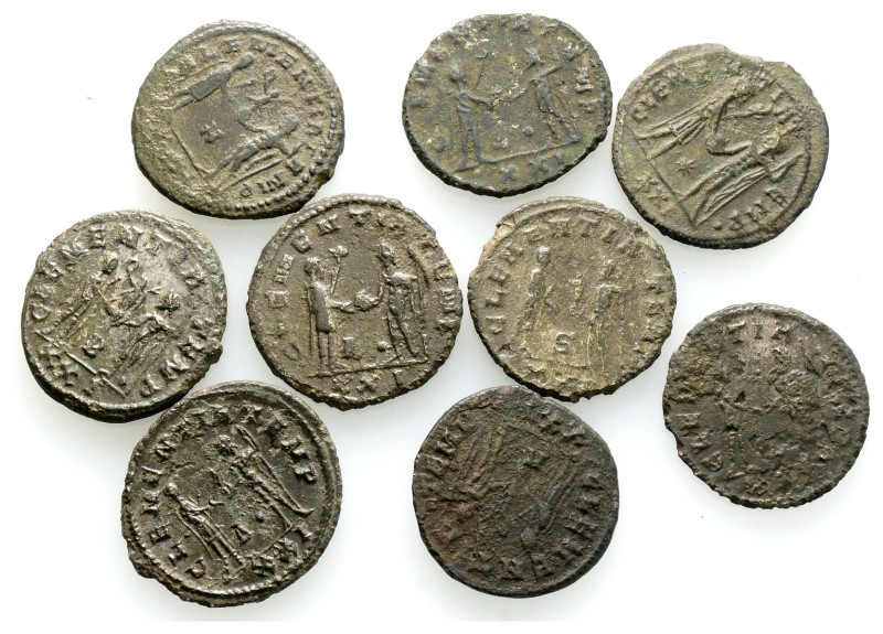 Ancient Bronze Coins, 9 Pieces, Sold As Seen, No Returns.