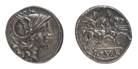 Roman Republican Coins
Anonymous - Denarius after 211 BC - Mint: South Italy or Sicily - Obverse: Helmeted head of Roma right; behind, X - Reverse: T...