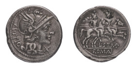 Roman Republican Coins
L. Sempronius Pitio - Denarius 148 BC - Mint: Rome - Obverse: Helmeted head of Roma right; behind, PITIO and below chin, X - R...