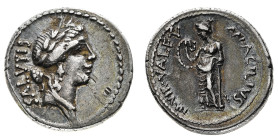 Roman Republican Coins
Mn. Acilius Glabrio - Denarius 49 BC - Mint: Rome - Obverse: Laureate head of Salus right - Reverse: Valetudo standing left, r...