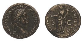 Roman Imperial Coins
Vespasian (69-79 AD) - As 77-78 AD - Mint: Lugdunum - Obverse: Laureate head right with globe at point of neck - Reverse: Fides ...
