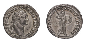 Roman Imperial Coins
Domitian (81-96 AD) - Denarius 93 AD - Mint: Rome - Obverse: Laureate head right - Reverse: Minerva advancing right, holding spe...