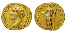 Roman Imperial Coins
Antoninus Pius (138-161 AD) - Aureus 151-152 AD - Mint: Rome - Obverse: Bare head left - Reverse: Pax standing left, holding bra...