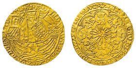 British Coins
Edward IV (1461-1470) - Gold Ryal of Rose Noble, mintmark Lis (1467-1470) - Mint: York - Obverse: King standing facing in ship, holding...