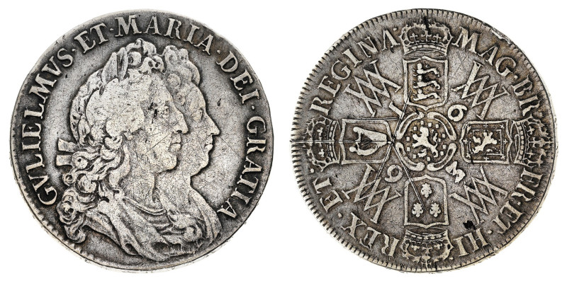 British Coins
William III & Mary (1688-1694) - Halfcrown 1693, QVINTO edge - Mi...