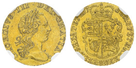 British Coins
George III (1760-1820) - Gold Quarter Guinea 1762 NGC MS 62 - Mint: London - Obverse: Fourth laureate bust right - Reverse: Crowned qua...