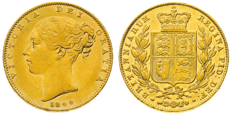 British Coins
Victoria (1837-1901) - Gold Sovereign 1844, spread 4 4 in date - ...