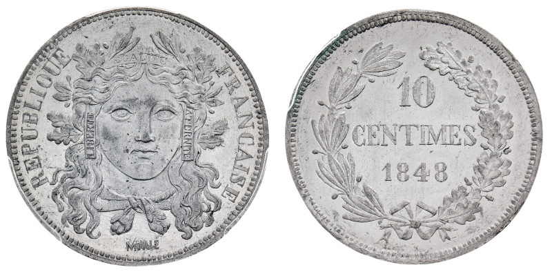 Worldwide Coins
France
Second Republic (1848-1852) - Essai (Pattern) 10 C 1848...