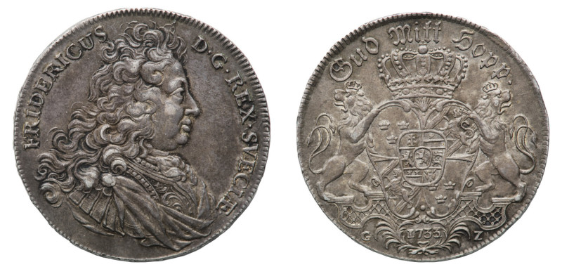 Worldwide Coins
Sweden
Frederik I (1720-1751) - Riksdaler 1733-GZ - Mint: Stoc...