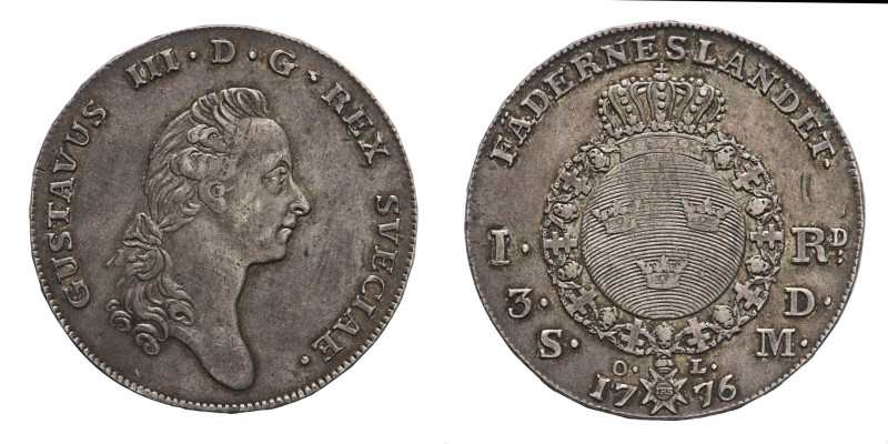 Worldwide Coins
Sweden
Gustav III (1771-1792) - Riksdaler 1776-OL - Mint: Stoc...