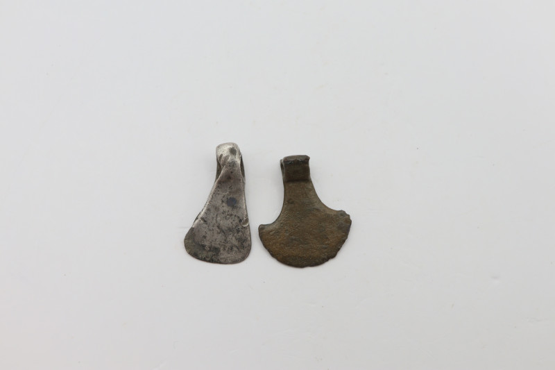 Viking-era silver axe pendants with suspension loop intact; ; 21 mm, 5.93 grams....