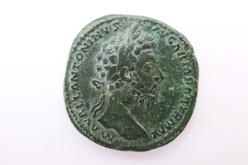 Marcus Aurelius AE Sestertius, AD 166. Rome. Obv: M AVREL ANTONINVS AVG ARM PART...