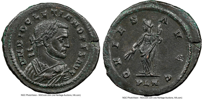 Diocletian (AD 284-305). BI follis or nummus (28mm, 8.55 gm, 7h). NGC Choice AU ...