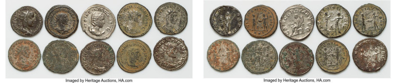 ANCIENT LOTS. Roman Imperial. Lot of ten (10) AR and BI antoniniani. VG-Choice F...