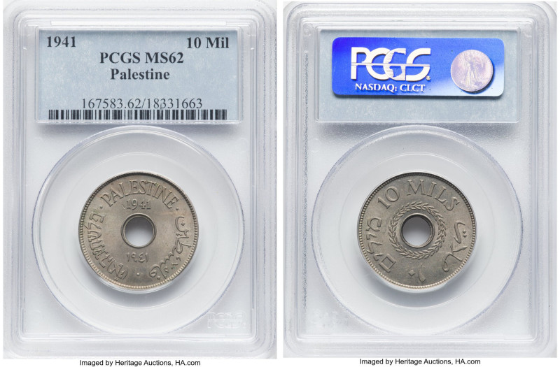 British Mandate 10 Mils 1941 MS62 PCGS, London mint, KM4. HID09801242017 © 2024 ...