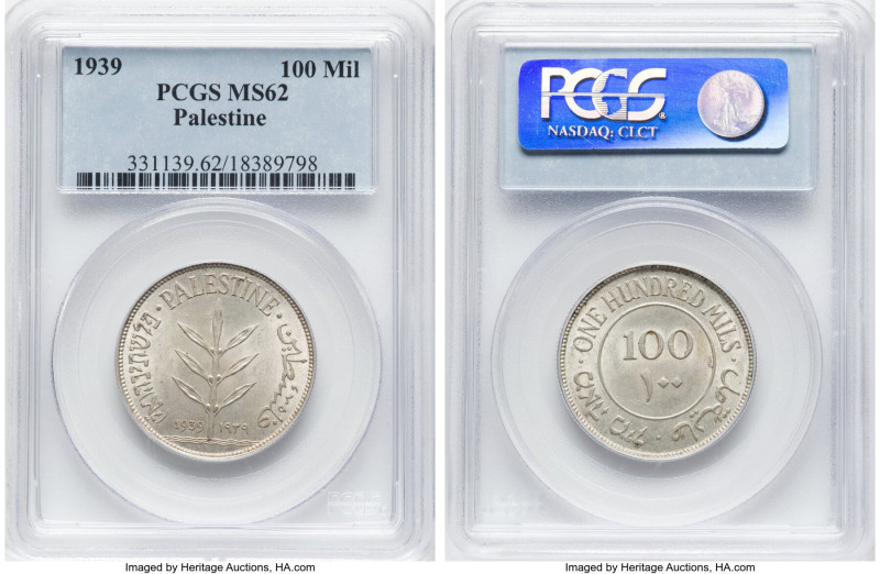 British Mandate 100 Mils 1939 MS62 PCGS, London mint, KM7. HID09801242017 © 2024...