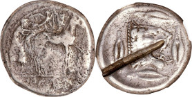 SICILY. Leontini (Lentini). AR Tetradrachm (16.92 gms), ca. 476-466 B.C. NGC FINE, Strike: 5/5 Surface: 1/5. Test Cut.

HGC-2, 660. Obverse: Chariot...