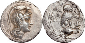 ATTICA. Athens. AR "New Style" Tetradrachm, ca. 145/4 B.C. NGC VF.

HGC-4, 1602; cf. Thompson-165. New Style coinage. Pado- and Lysia-, magistrates....