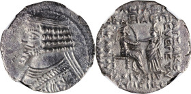 PARTHIA. Phraates IV, 38/7-32 B.C. BI Tetradrachm, Seleukeia on the Tigris Mint. NGC Ch EF.

Sellwood Type-51. Obverse: Diademed and draped bust to ...