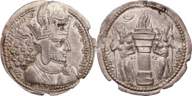 SASSANIAN EMPIRE. Shahpur I, A.D. 240-272. AR Drachm, Mint I ("Ctesiphon"), ca. A.D. 260-272. NGC EF. Edge Chips.

Sunrise-741. Obverse: Bust of Sha...