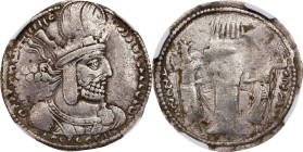 SASSANIAN EMPIRE. Shahpur I, A.D. 240-272. AR Drachm, SK (Sakastan) Mint. NGC Ch F. Brushed.

Sunrise-834. Obverse: Bust of Shahpur I right; wearing...